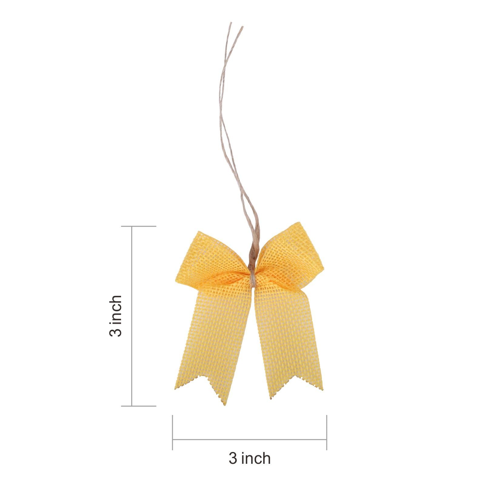 24 PCS Yellow Mini Buffalo Plaid Check Ribbon Small Craft Sewing Bows 3 Inch