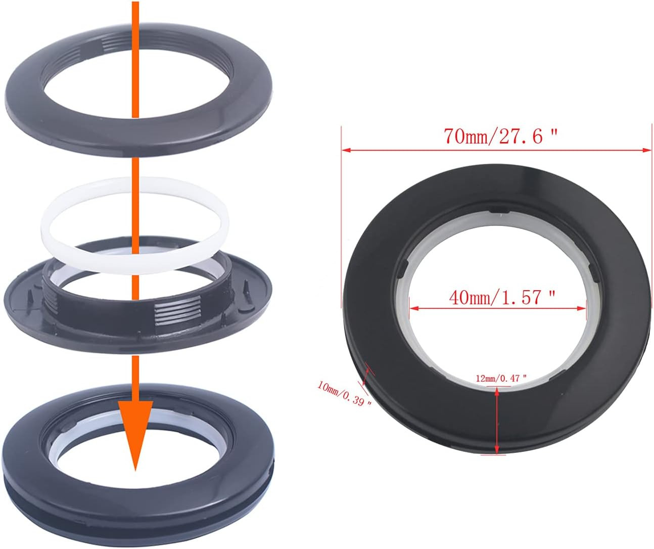 32 Pack Curtain Grommet, Inner Diameter 1-9/16″(40Mm) Curtain Eyelet Rings Roman