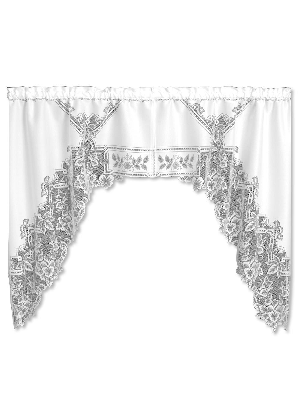 Window Curtain – Heirloom Swag Pair in White – Heritage Lace 70″ W x 45″L