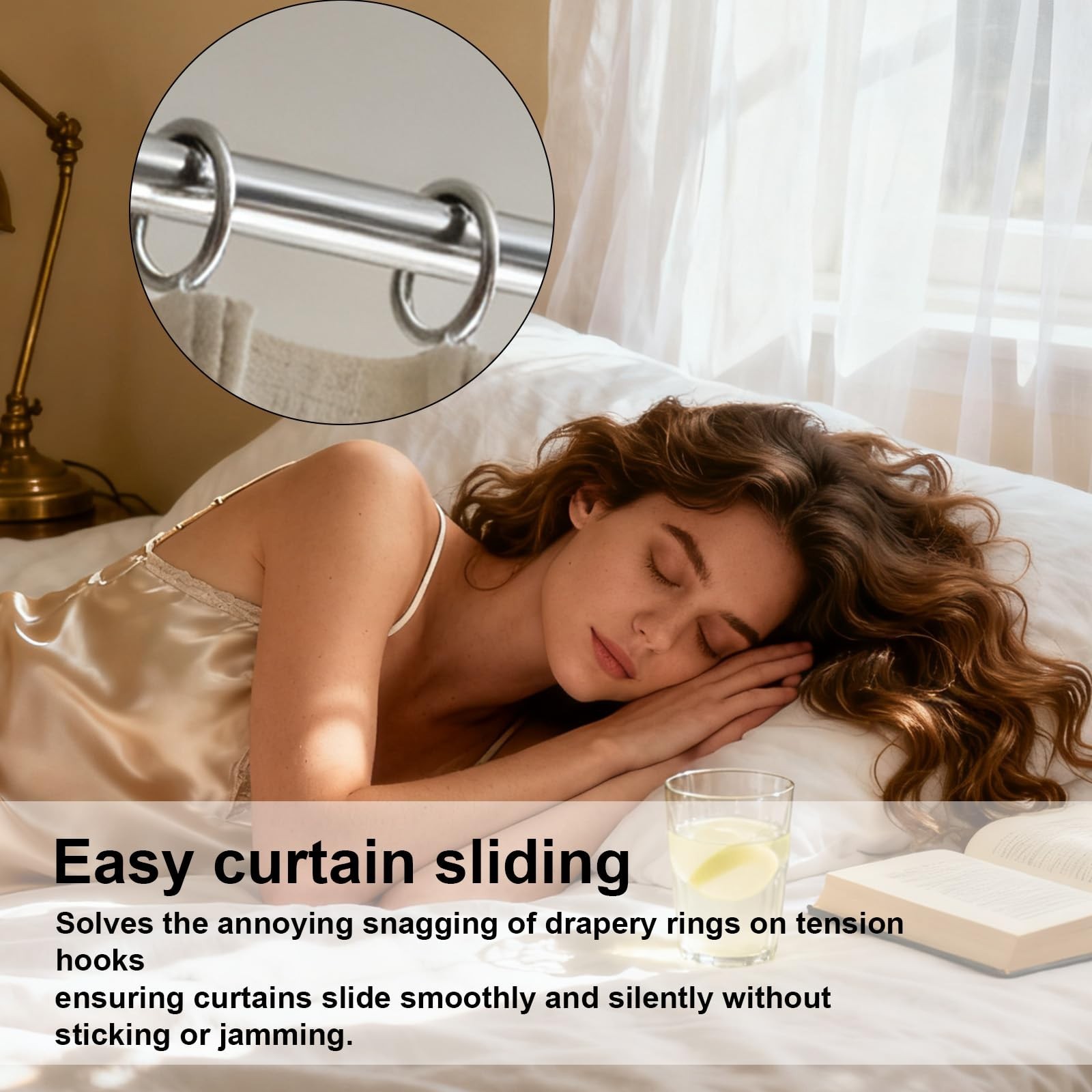 2pcs Clear Curtain Drapery Glide Tape – Smooth Silent Rod Supply, 196in/5m