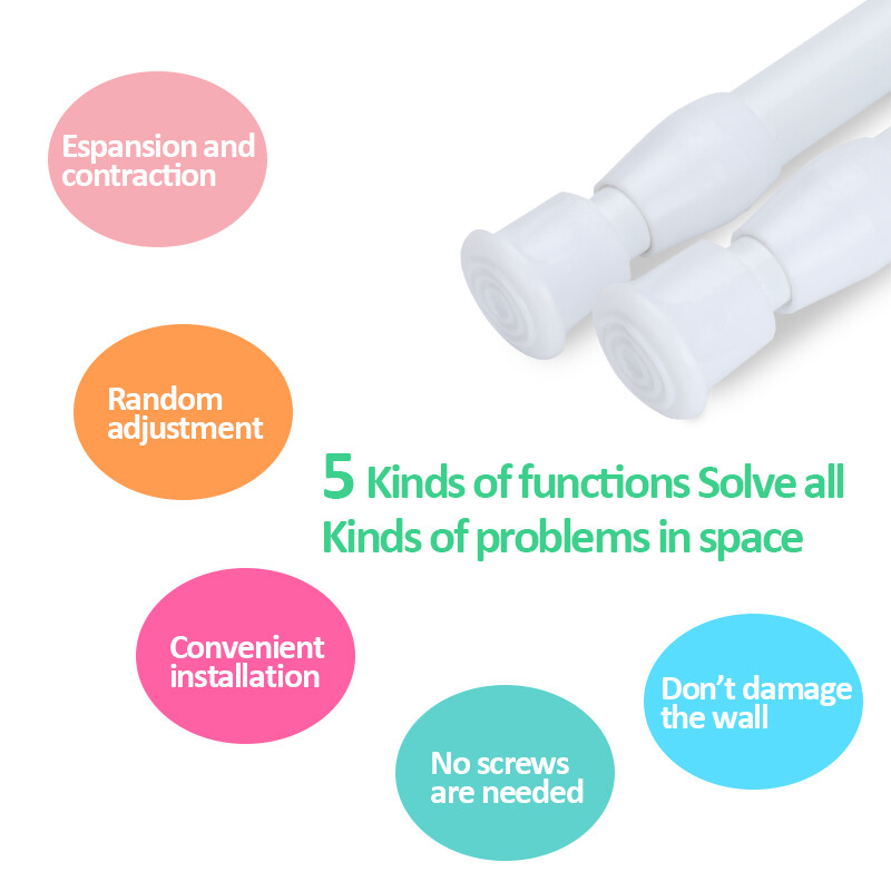 Spring Tension Curtain Rod For Window Kitchen Bathroom Cabinet Adjustable Length