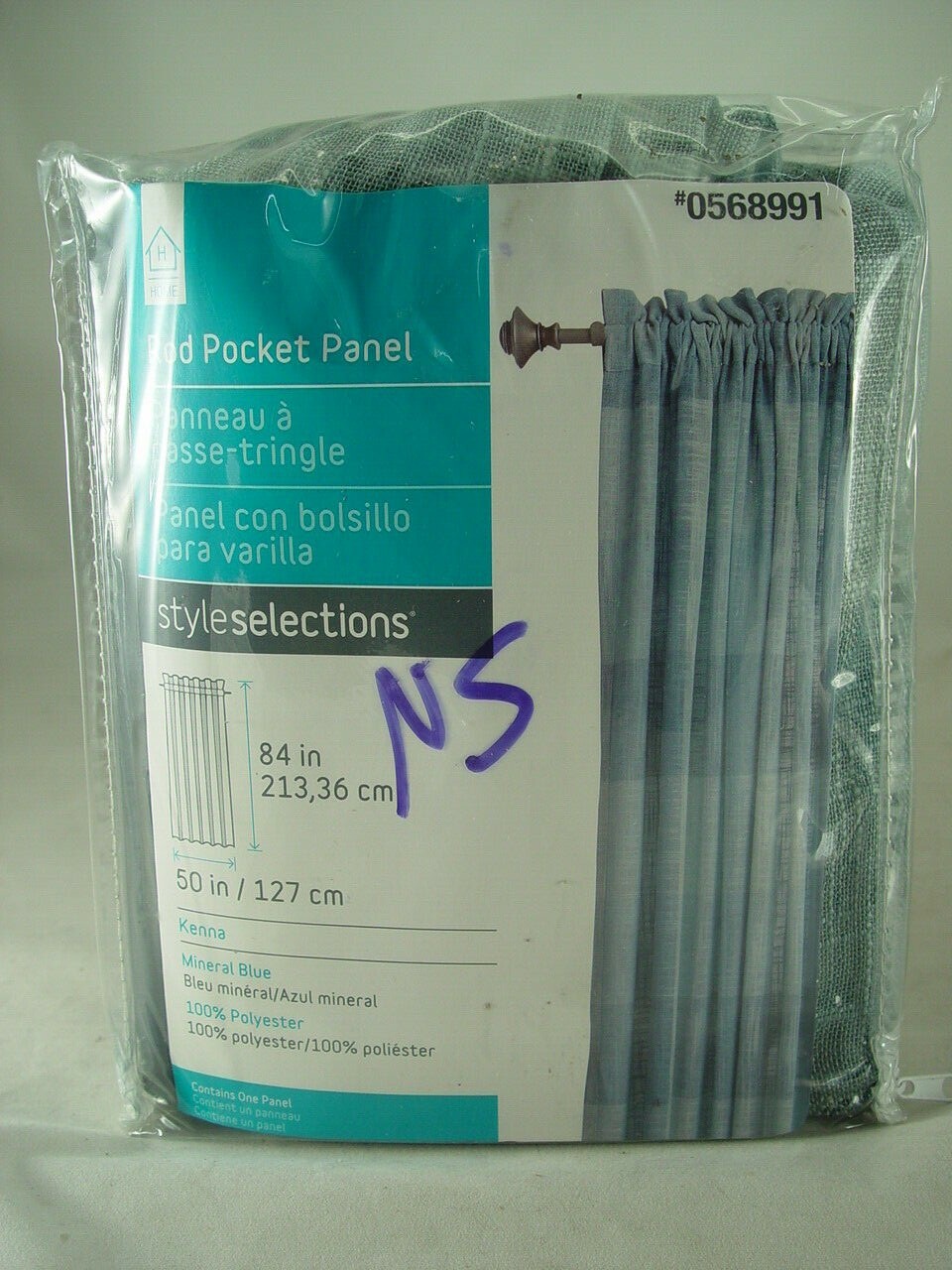Style Selections Home 2pc Kenna 84″ Mineral Blue Light Filtering Curtain Panel