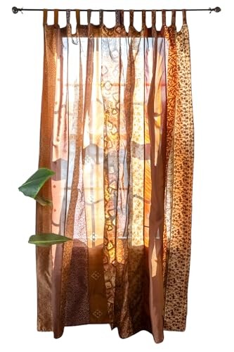 Assorted Hippie Colorful Curtains Light-Filtering – Boho Curtains, Bed Brown