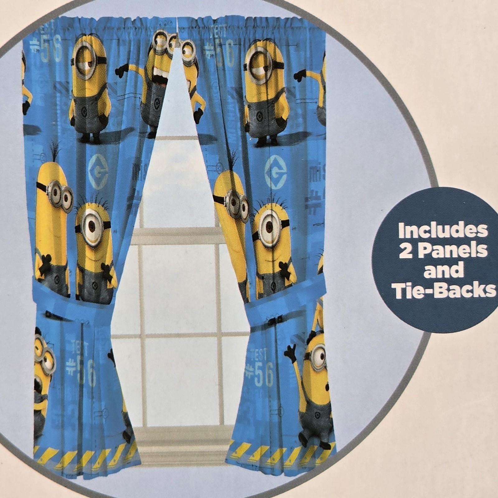 Despicable Me Minions Microfiber Window Panels Franco Blue Kids Curtains 63in