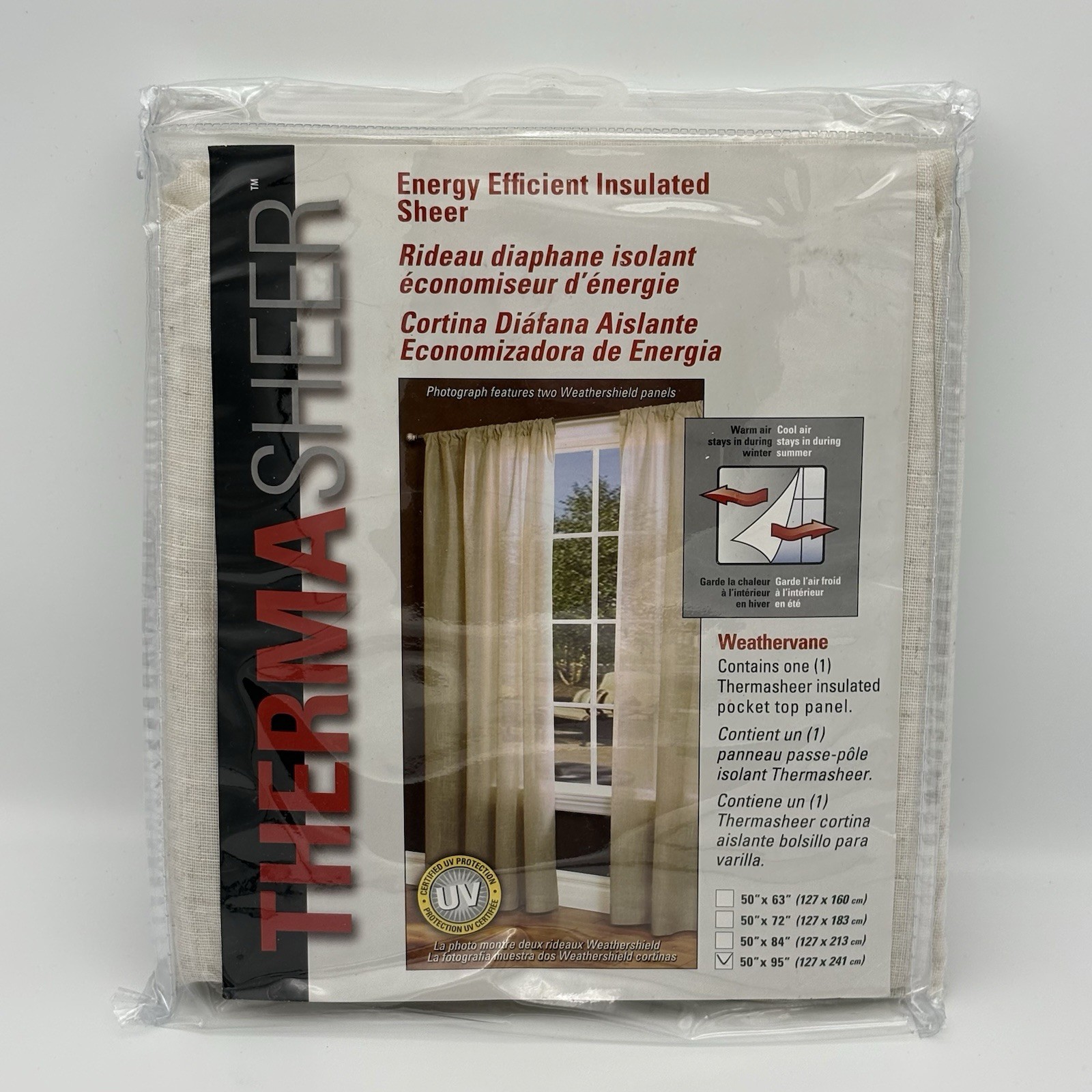 Thermasheer Weathervane Insulated 50 X 95 Pocket Top Panel Linen Washable