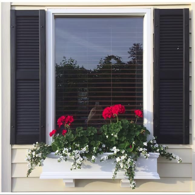 Polaris Homeside Open Louver Vinyl Shutters (1 Pair) 14.5″W x 35″H, Black