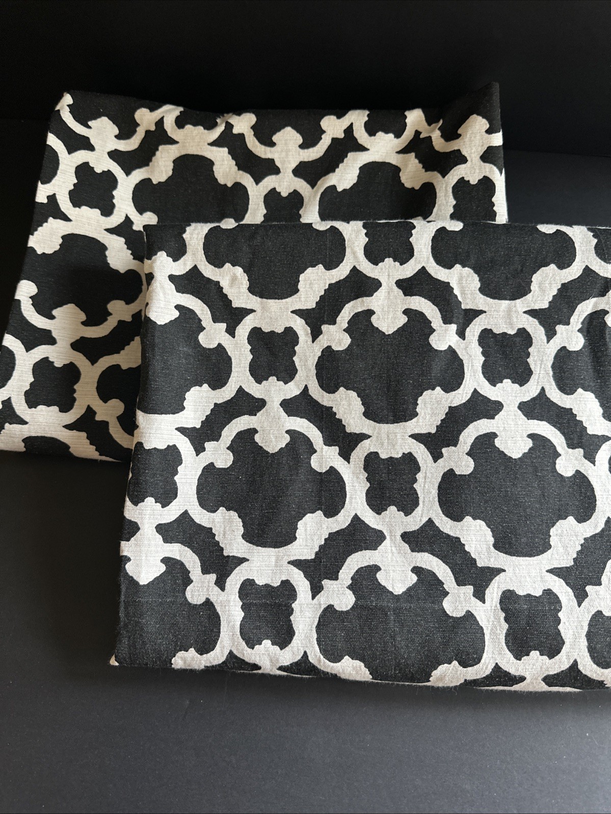 Target Threshold Farrah Fretwork Black Cream Curtains 2 Panels 52”W 82”L Glam