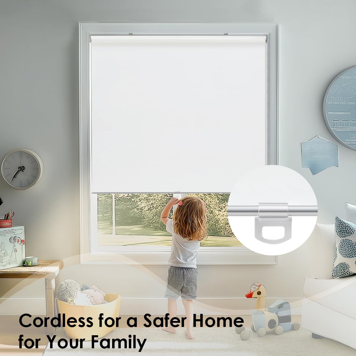 Cordless 100% Blackout Roller Shades for Windows,UV Protection Pull Down Shad…