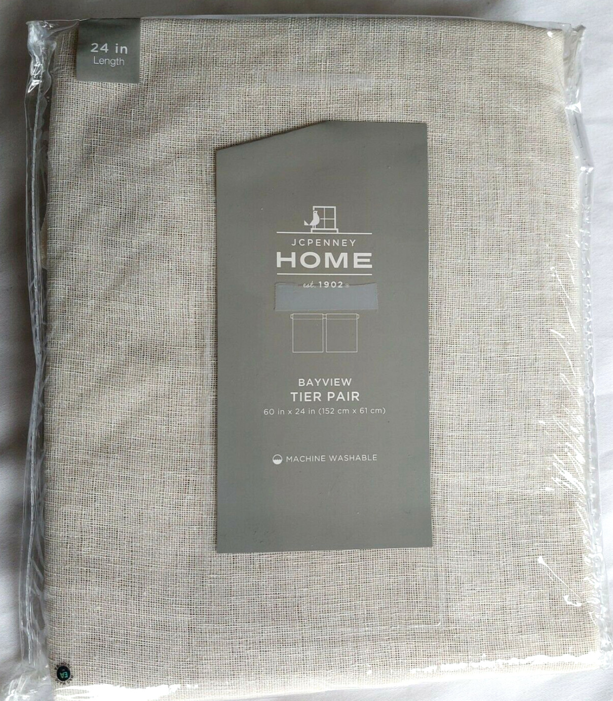 JCPenney Home Bayview Ivory Sheer Rod-Pocket Tier Pair 60″x24″
