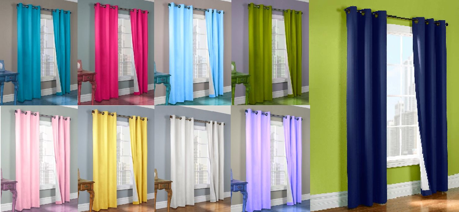 HOTEL HIGH QUALITY 2 PANEL SOLID LINED THERMAL BLACKOUT GROMMET WINDOW CURTAIN