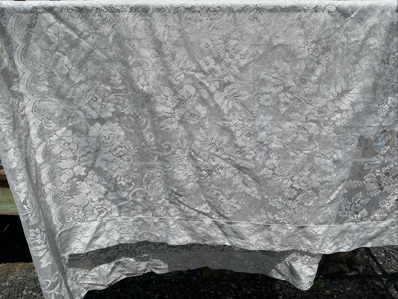 (3) 58×62” Each Vintage Lace Curtain White Floral Rod Pocket A40