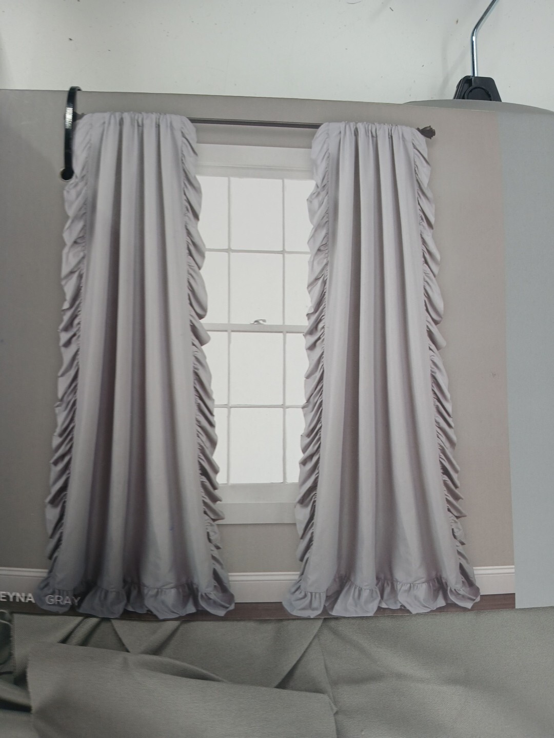 2 Panel Set Pair Reyna Ruffle Window Curtain (54″ W x 108″ L) Gray