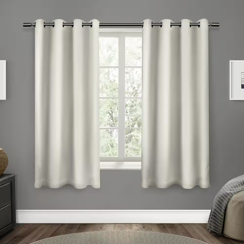Vanilla Sateen Solid 52 In. W X 63 In. L Noise Cancelling Thermal Grommet Blacko
