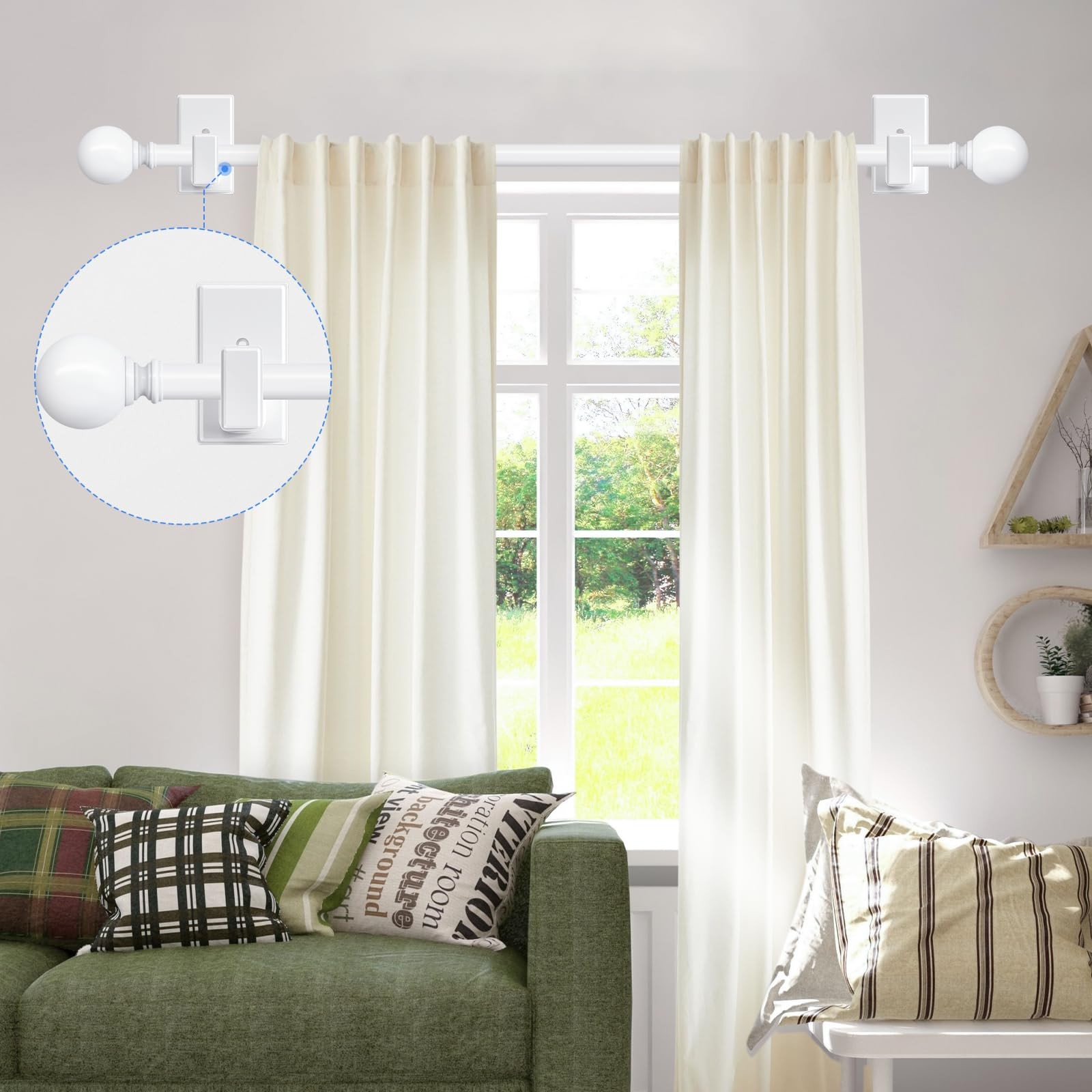 TKZTKZ Curtain Rods No Drilling, 32-45 Inch 32-45″（For 26-39″ windows）, White
