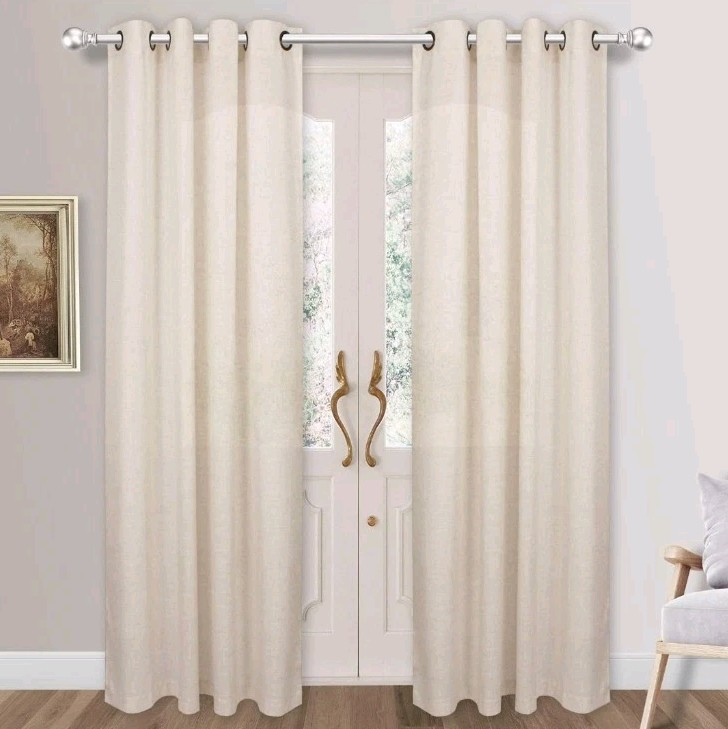 VOILYBIRD Palma Natural Linen Textured Semi Sheer Curtains for Living Room 52×96