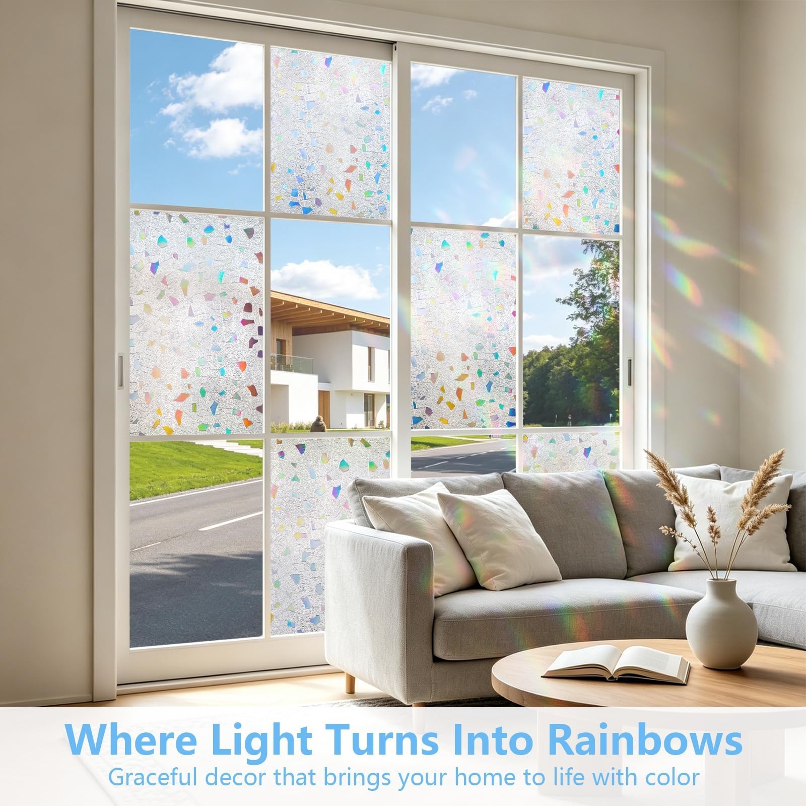 LEMON CLOUD Frosted Window Privacy Film,Stained Glass Static Cling,Decorative…
