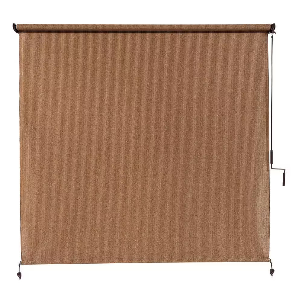 Walnut Cordless UV Blocking Fade Resistant Fabric Exterior Roller Shade 72 In. W