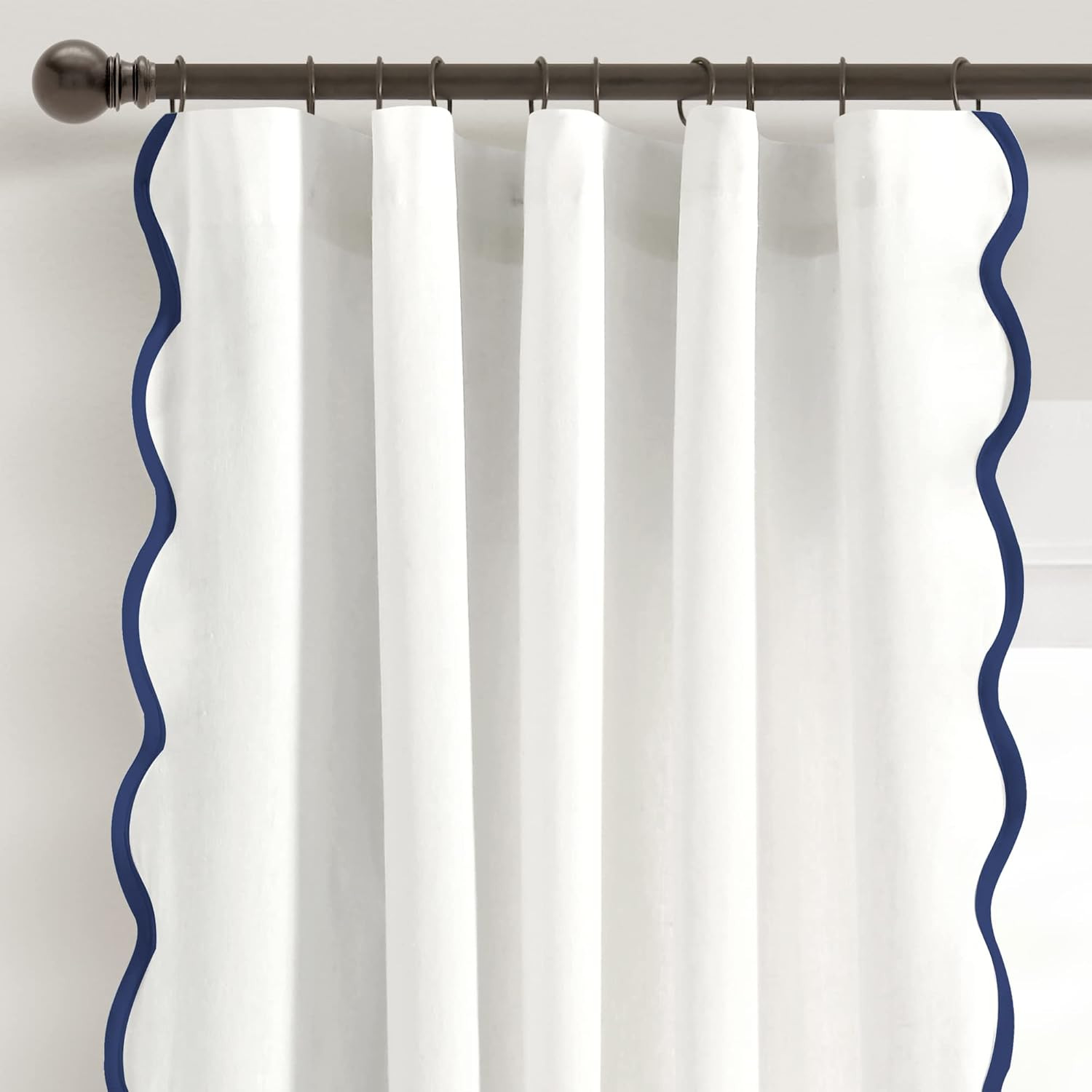 Coastal Chic Scalloped Edge Light Filtering Window Curtain Panels Pair, 52″ W X