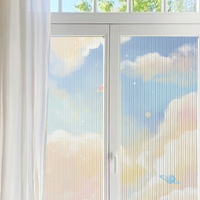 1X Static Cling Window Film Colorful Rainbow Glass Sticker Gradient Color Decor