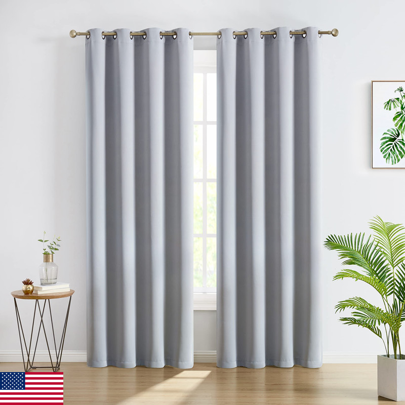 Hlc.Me Oxford – Light Grey Blackout Curtains – Grey Curtains For Bedroom Noise