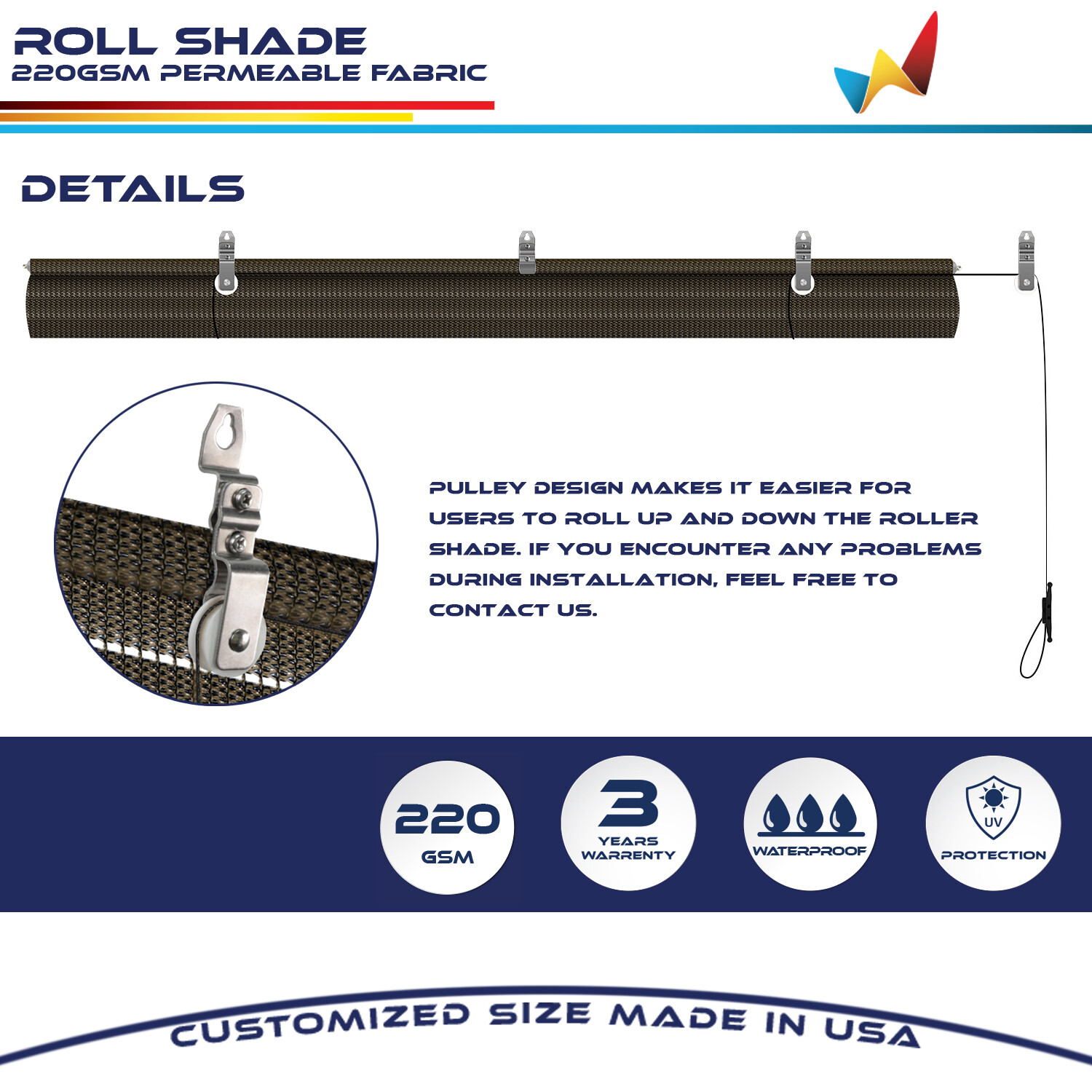 Roll up Shade for Patio Deck Porch Pergola Balcony Backyard Outdoor-Brown