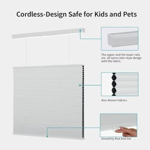 Top Down Bottom Up（TDBU Cellular Shades, 1.5 inch 40″W x 72″H White
