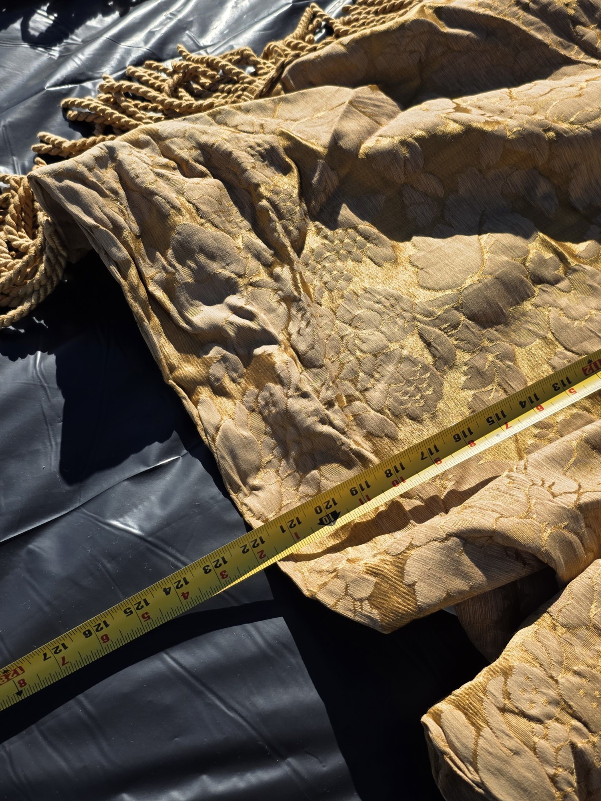 French Yellow Gold Interlined Drapes Set 122″ X 35″ Each Vintage Hand Made