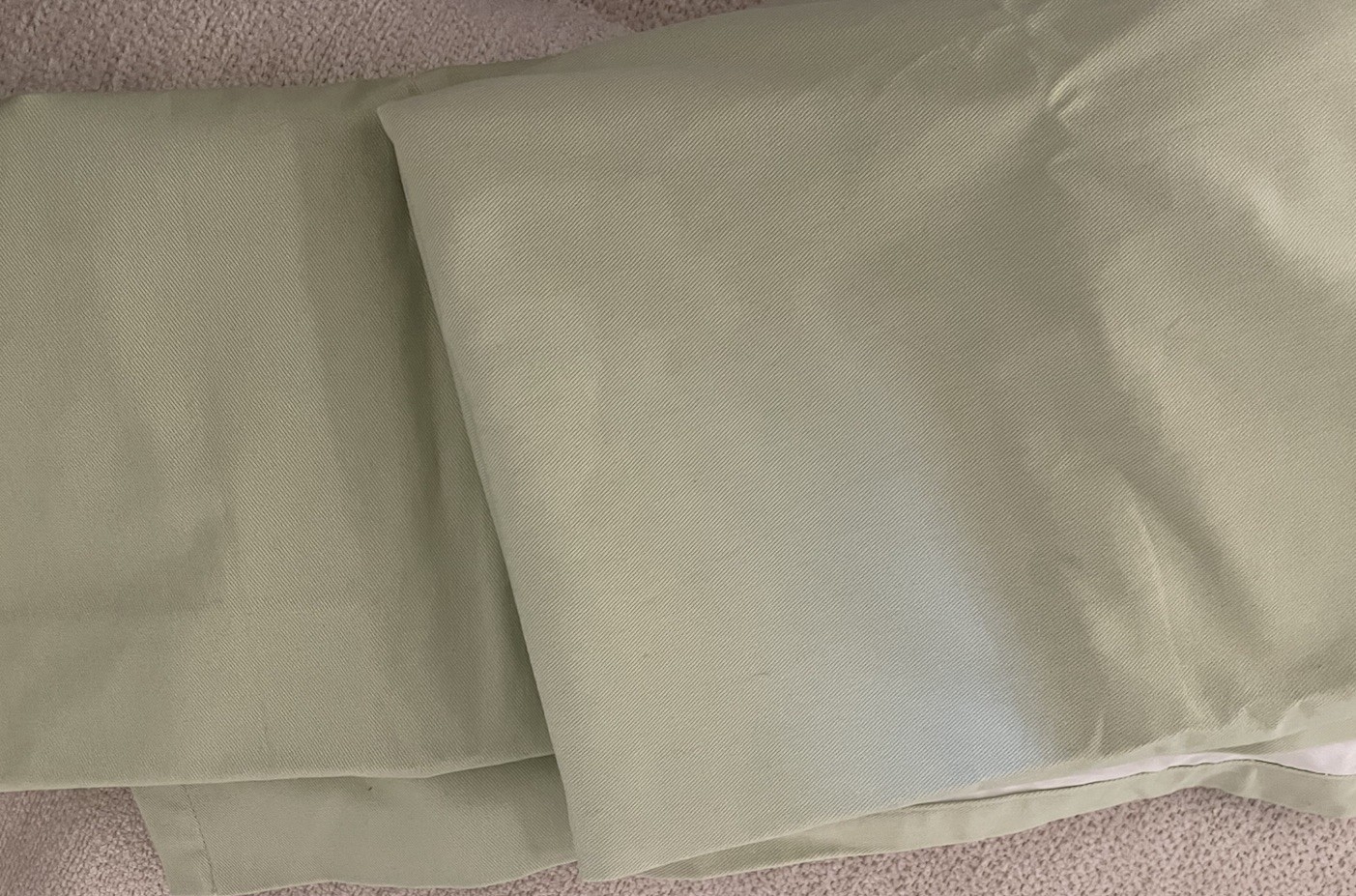 2 POTTERY BARN KIDS Light Green Panels Curtain Cotton Lined 44 X 84”, NWOT