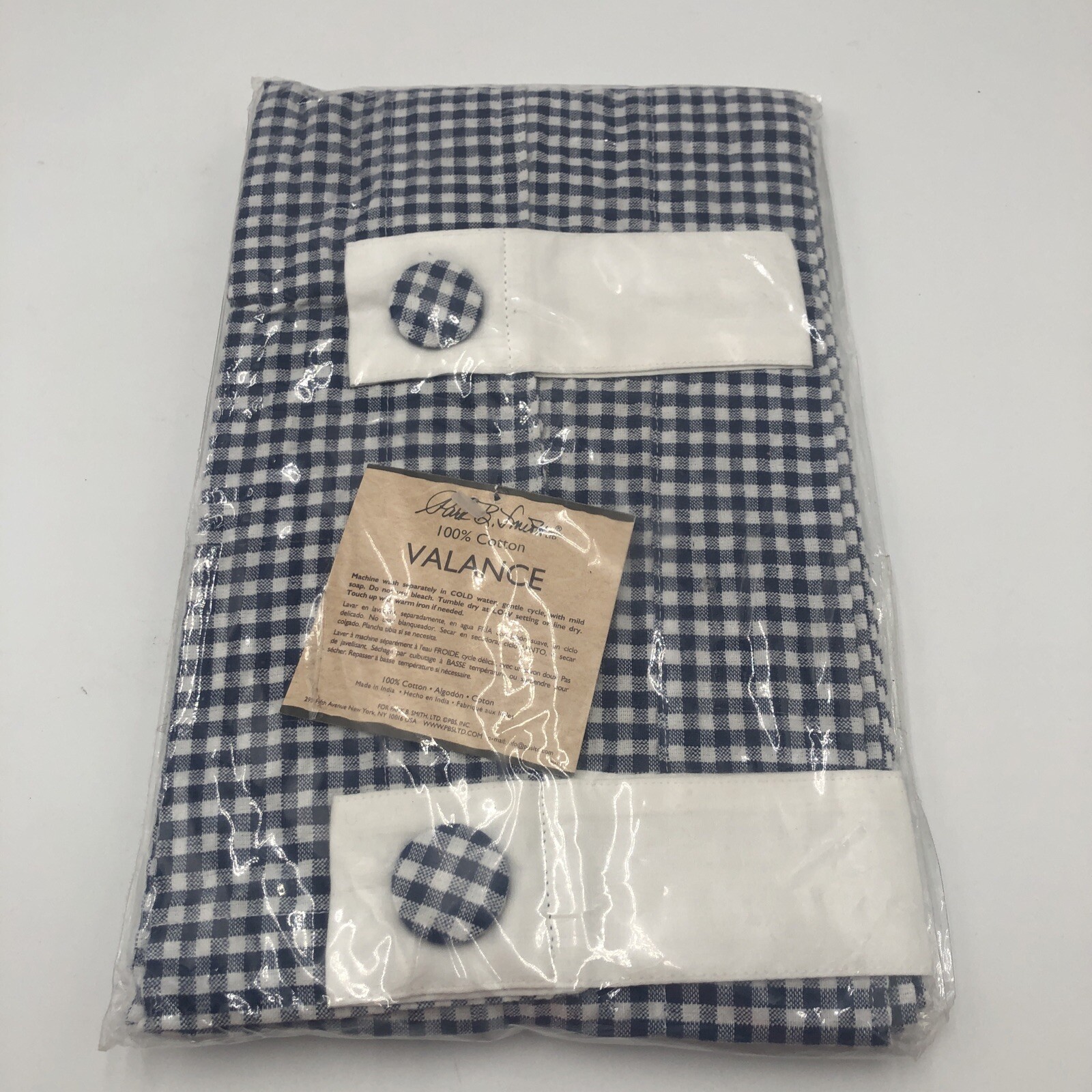 Park B Smith Blue/White Cafe Window Valance 60”x 13”