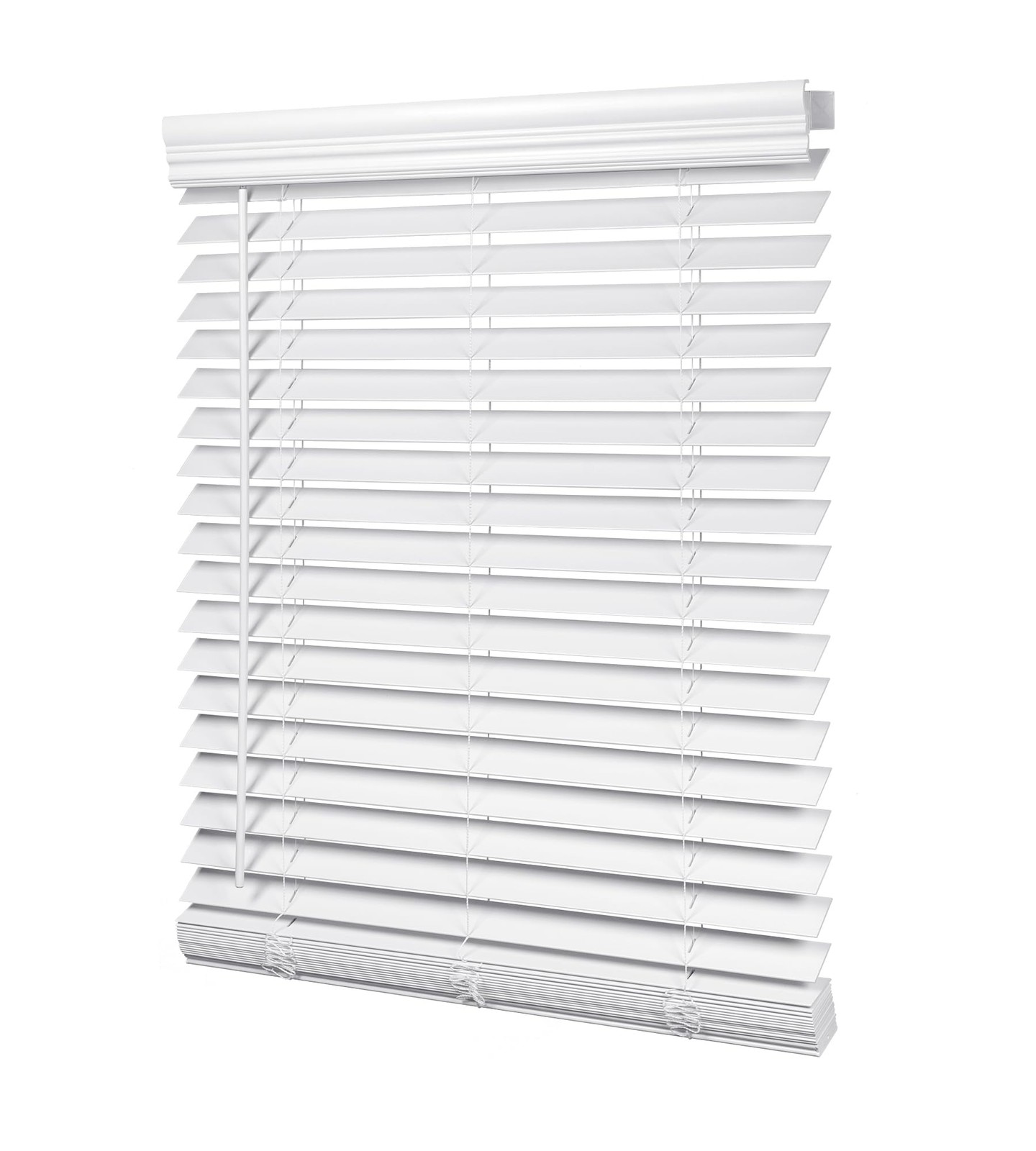 LazBlinds 2-inch Cordless Faux Wood Blinds with Royal Valance – White