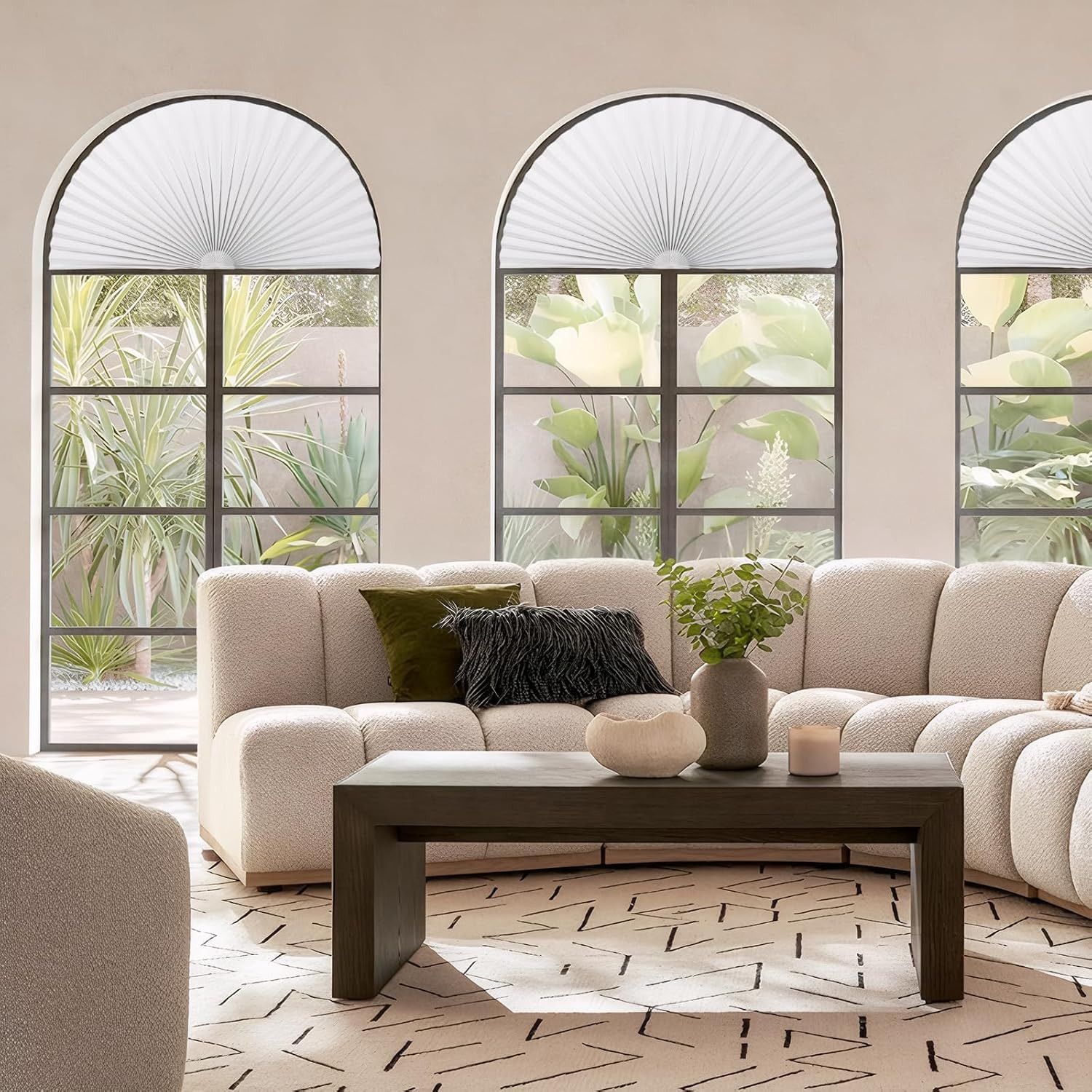 2 PCS Half Circle Window Shade, Arch Window Shade, Radius 17.7 Inches, Blackout