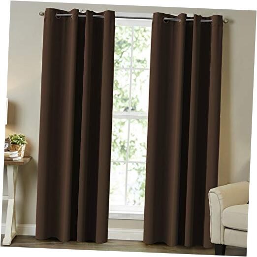 Blackout Curtains Panels, Thermal Insulated 52″W x 96″L (Pack of 2) Seal Brown