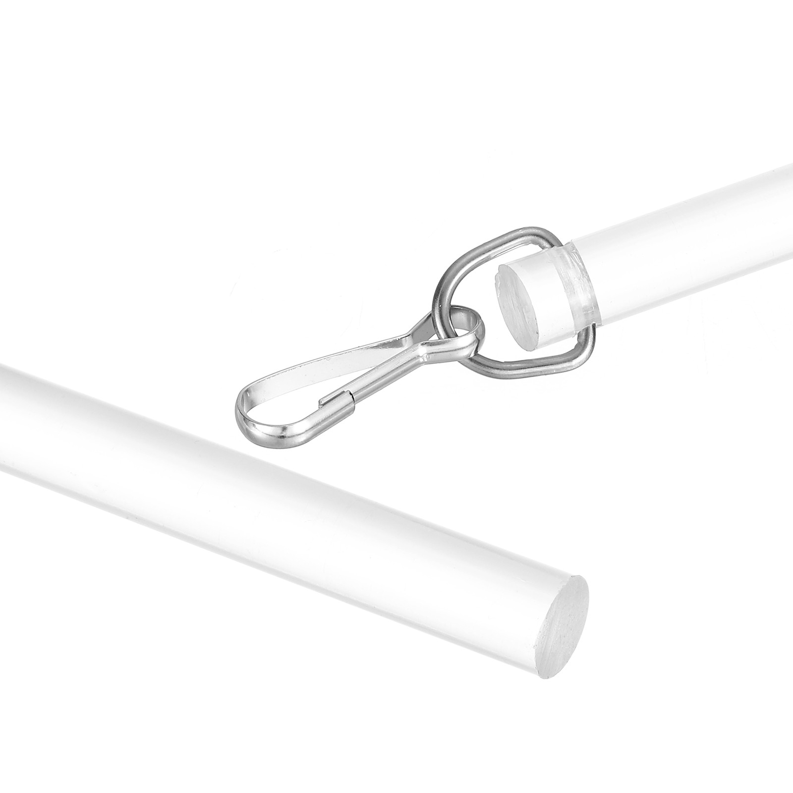 24″ Acrylic Drapery Wand Universal Curtain Pull Rod with Snap Hook Clear