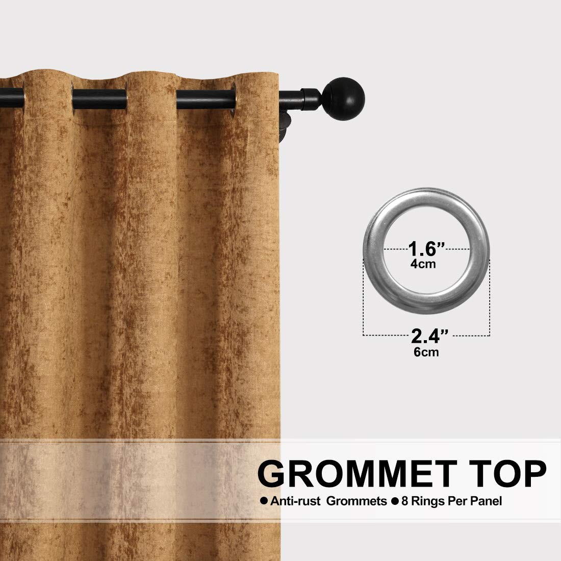 Elkca Double-Sided Chenille Window Curtains For Kitchen Luxury Bronze Short