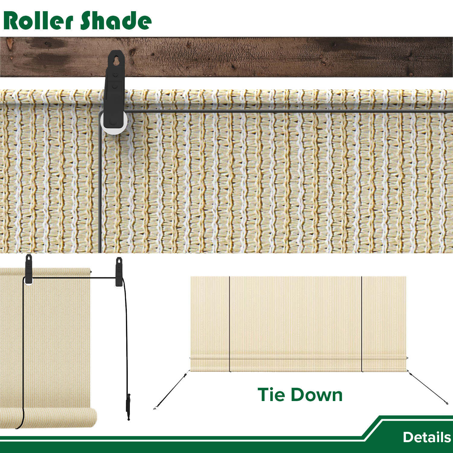 Roller up Shades Curtain Patio Deck Porch Pergola Balcony Backyard Outdoor-7FT