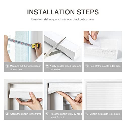 MALOKI Temporary Window Blinds, Pleated Shades 24″W x 59″H White – 1 Pack