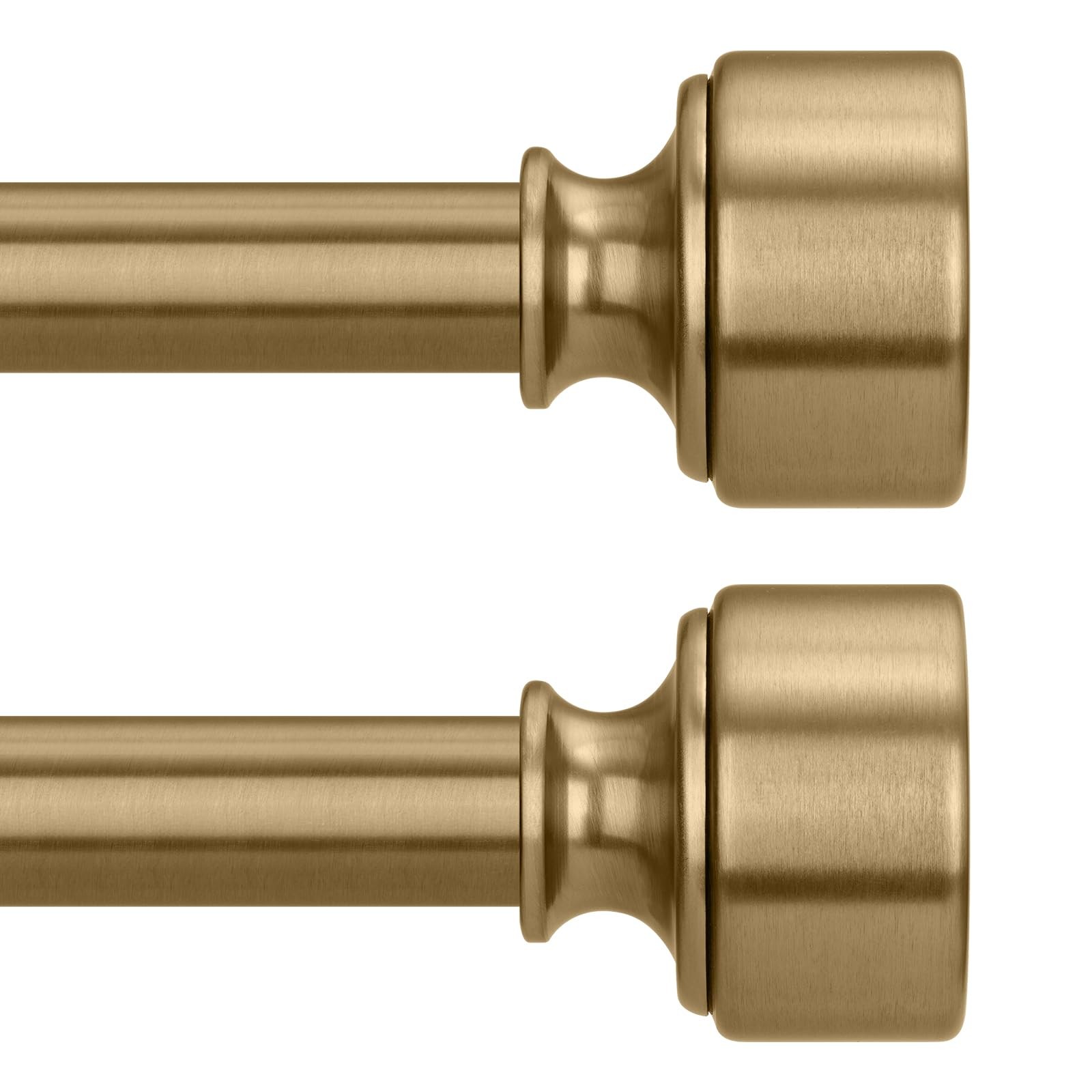 2 Pack Warm Gold Curtain Rods for Windows 48 to 84 Inch, Heavy Duty Brass Cur…