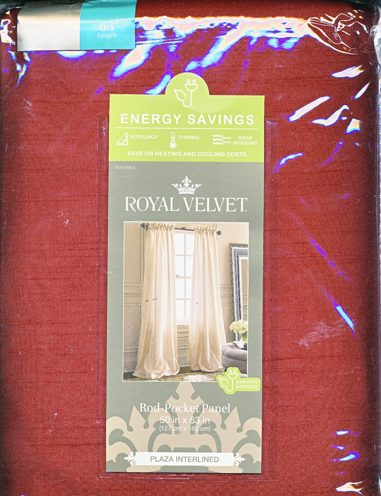 Royal Velvet Plaza Interlined Claret Red Rod-Pocket Panel 50″x63″ NEW AND SEALED