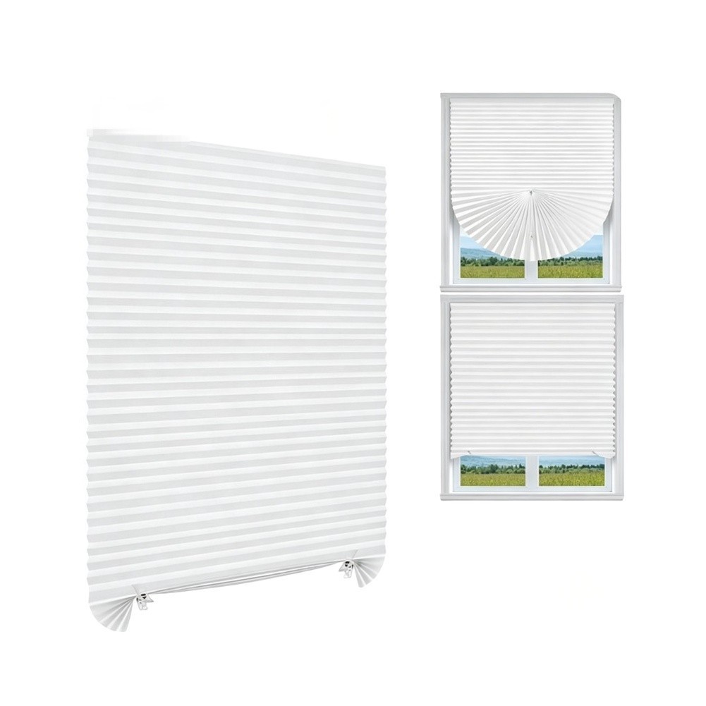 Pleated Sheer Rollable Curtain White 40cm 45cm 50cm 55cm x 150cm Easy Install