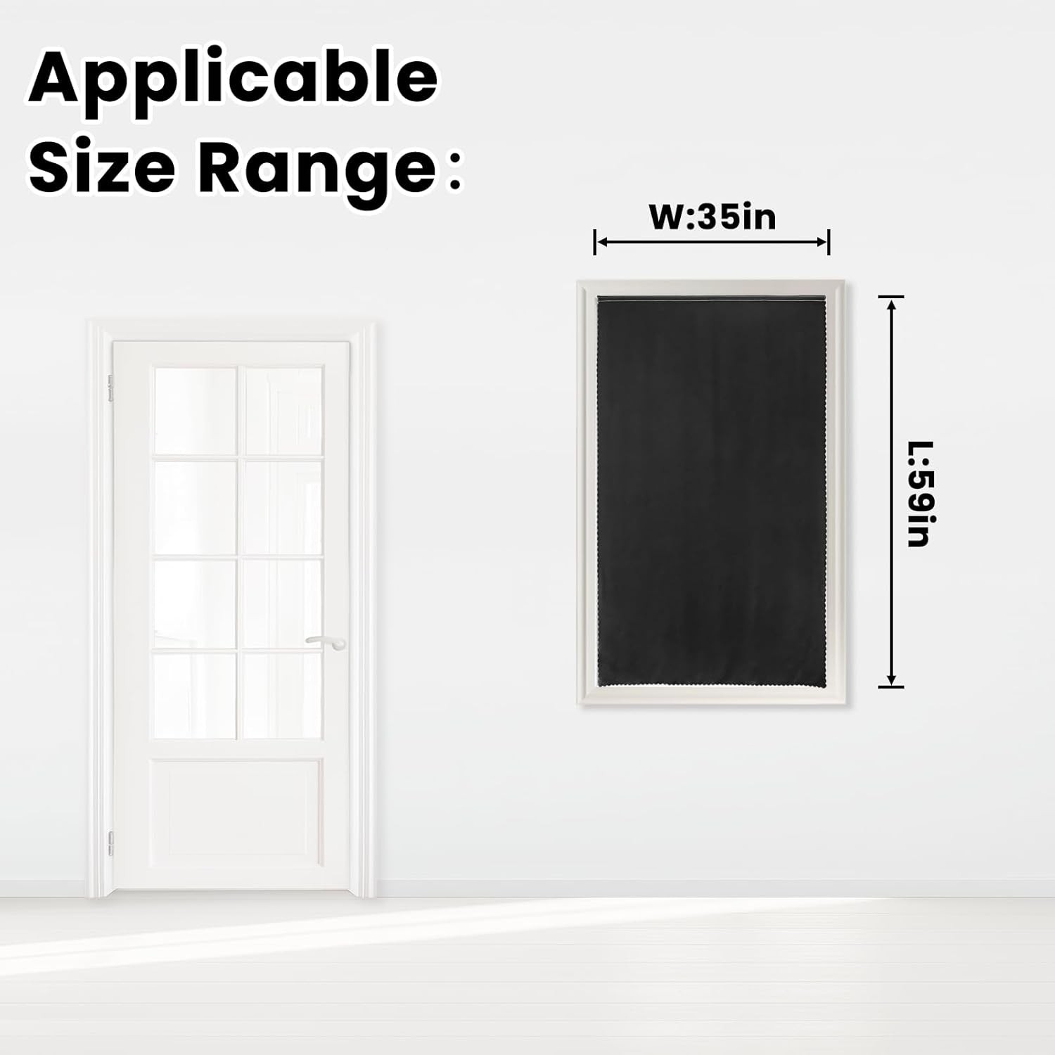 Self Stick Blackout Curtains 35×59″ Black 1 Panel No Rod Bedroom Living Room