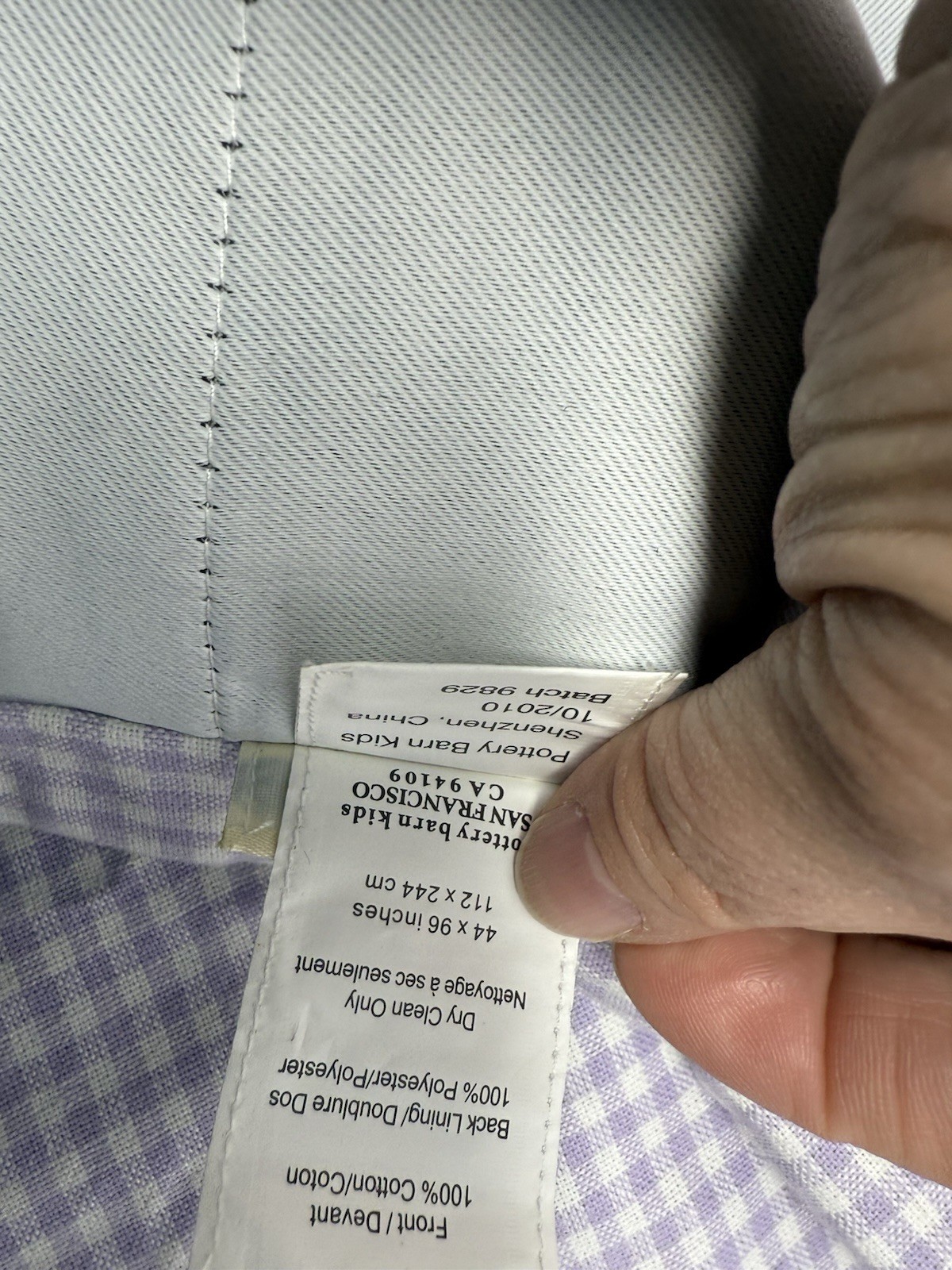 Pottery Barn Kids Gingham Lavender Purple Plaid Window Curtains 2 Panels 44×96