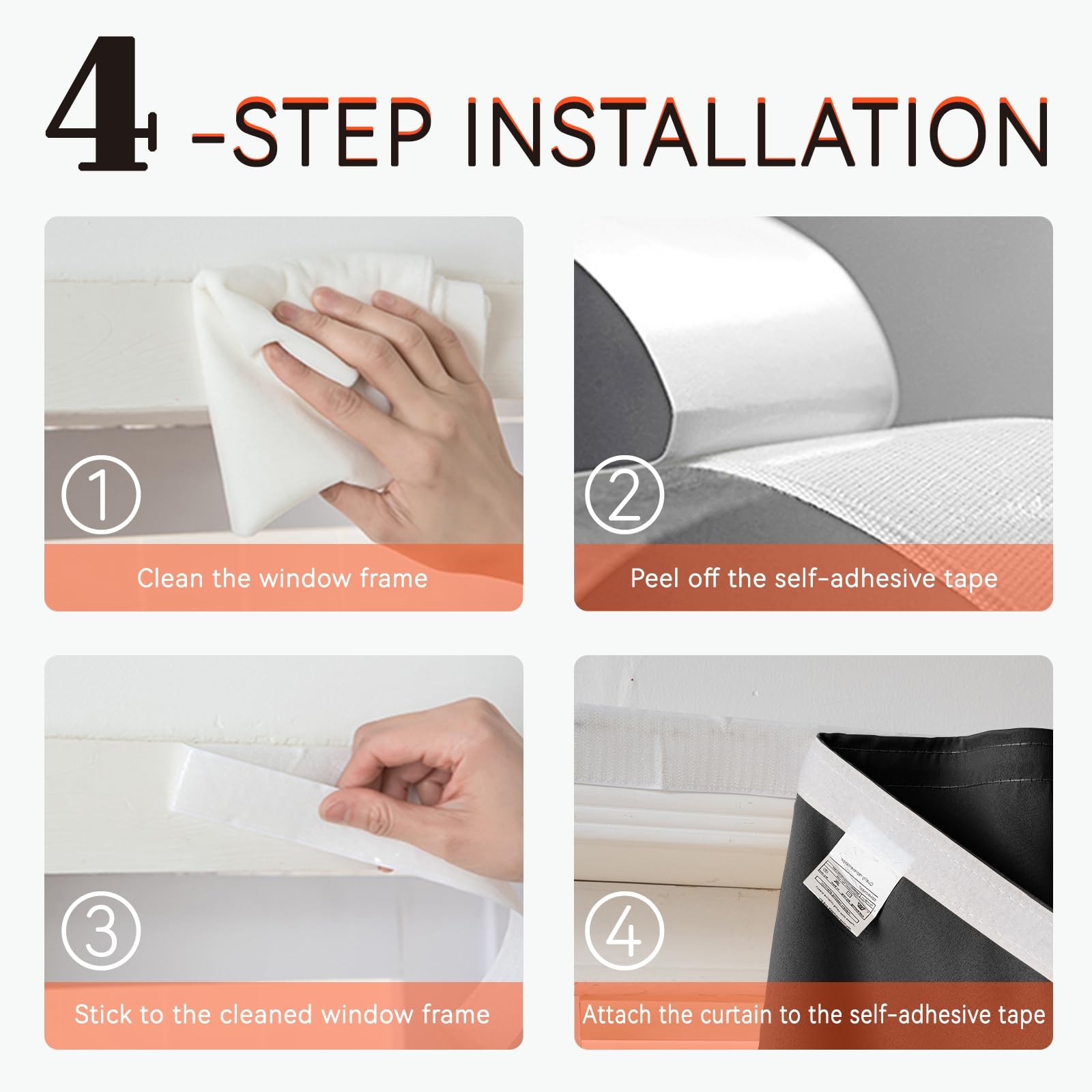 Self Adhesive Curtains for Windows, Blackout Curtains Portable & No-Hole, Tem…