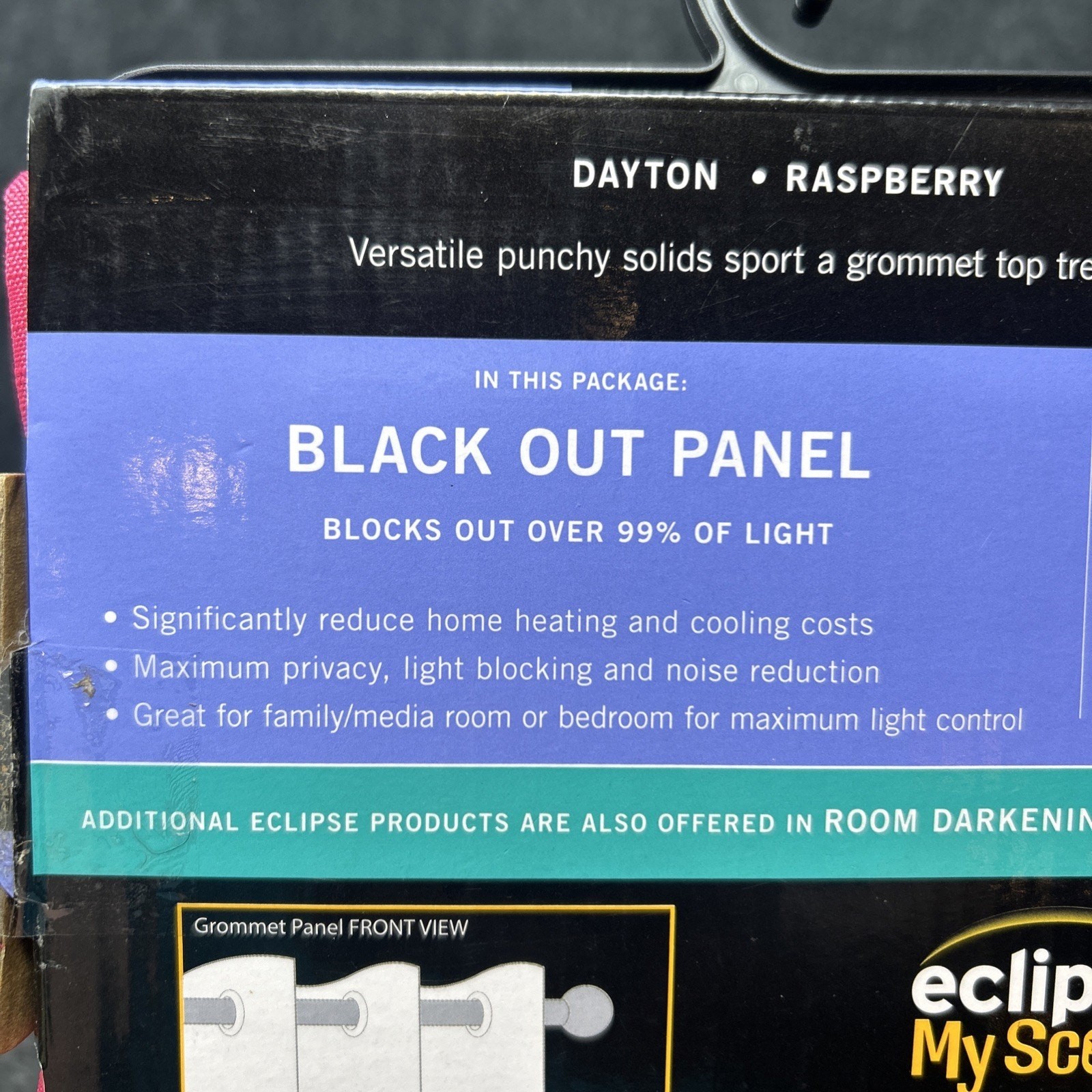 NEW Eclipse My Scene Blackout Curtain Panel Dayton Raspberry 42″ x 84″ Grommet