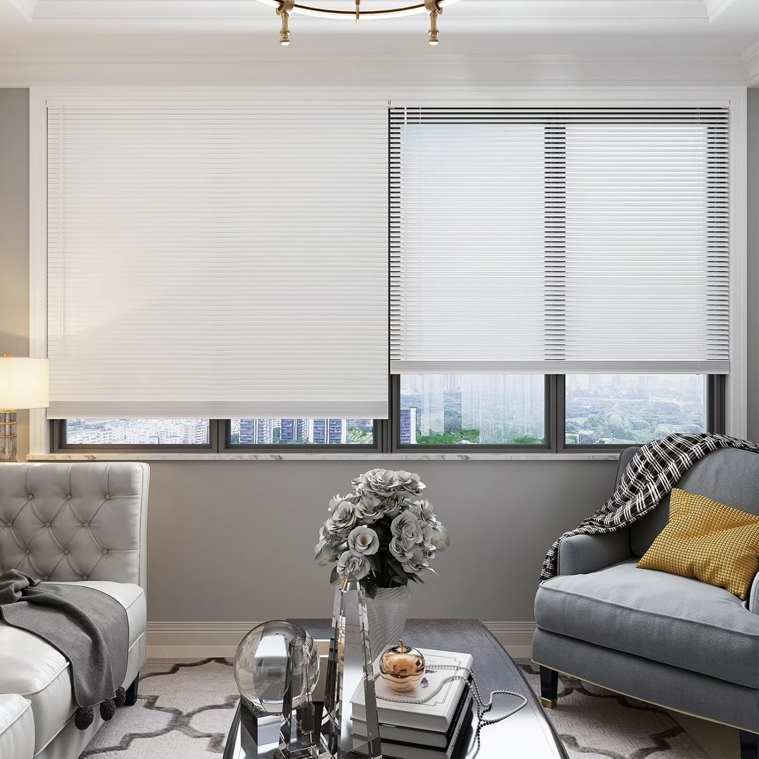 Changshade Cordless Venetian Vinyl PVC Blinds 1 Inch Horizontal Window Shades