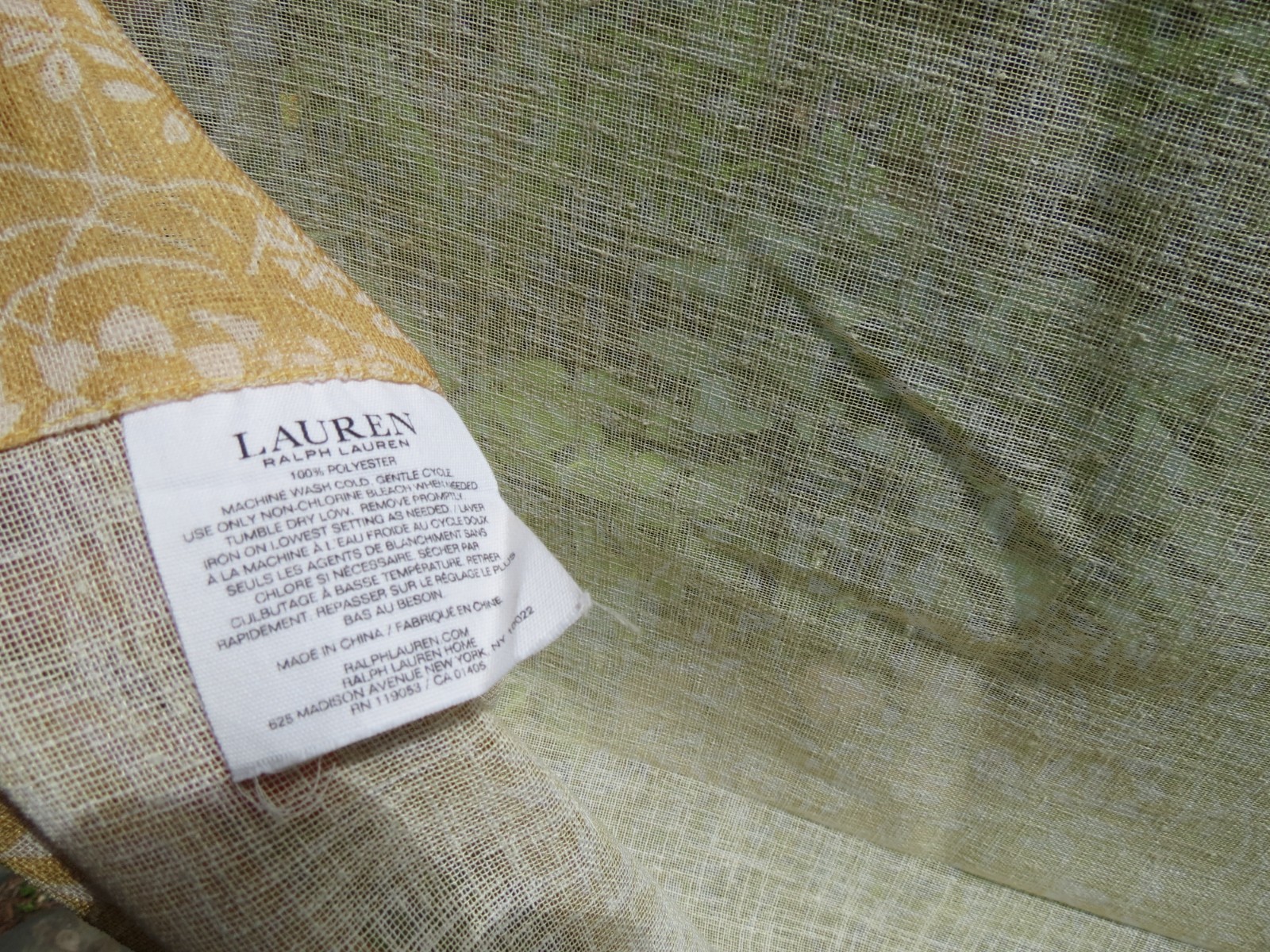 Ralph Lauren Japanese 2 Floral Curtains 50×84 Yellow Sheer Back Tab Panels