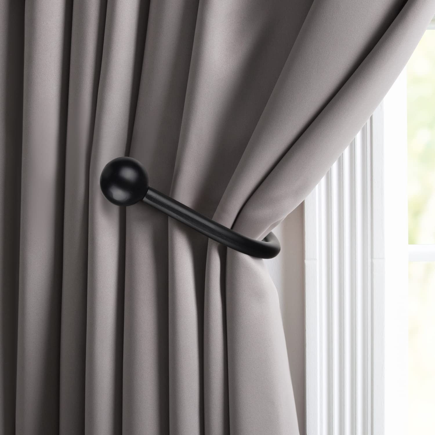 Curtain Holdbacks, 4pcs Curtains Holder Wall Mounted Large, 4pcs-black