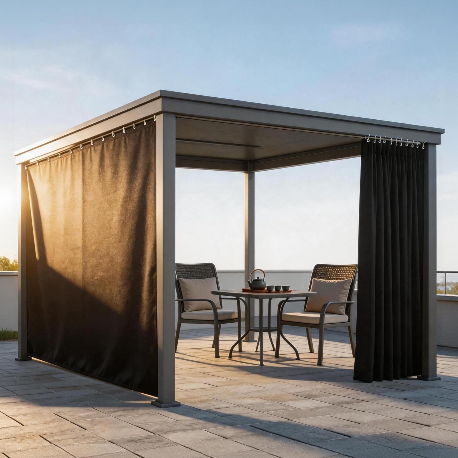 Sun Protection Panel Curtain Outdoor 8′ H x 9′ W 420D Oxford Fabric Thermal I…