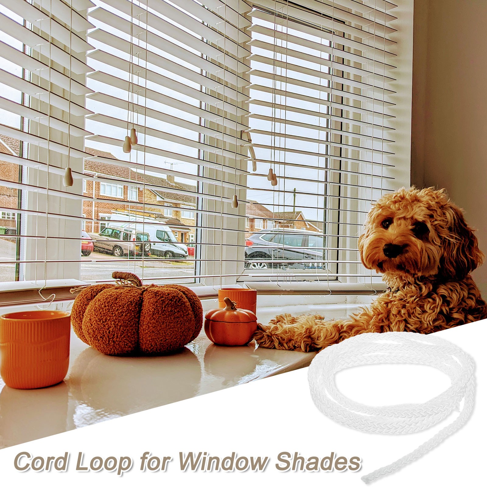 Cord Loop for Window Shades, 3.5mm 3Ft Window Blind Looped String, Beige