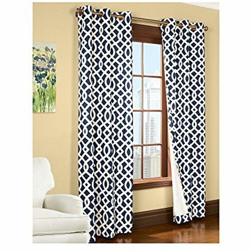 Thermalogic Trellis Insulated Printed 1 Panel BLUE WHITE NEW 40 X 84 NEW