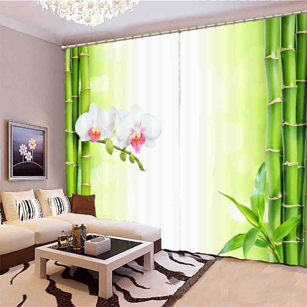 Green Metering Clear 3D Curtain Blockout Photo Printing Curtains Drape Fabric